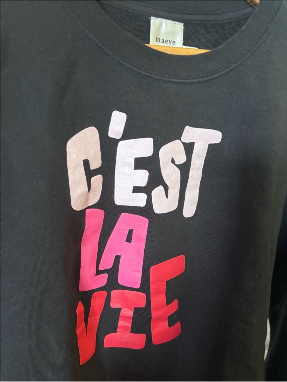 Maeve x Jordan Sondler C’est La Vie Graphic Sweatshirt Black Size Small - Picture 5 of 7